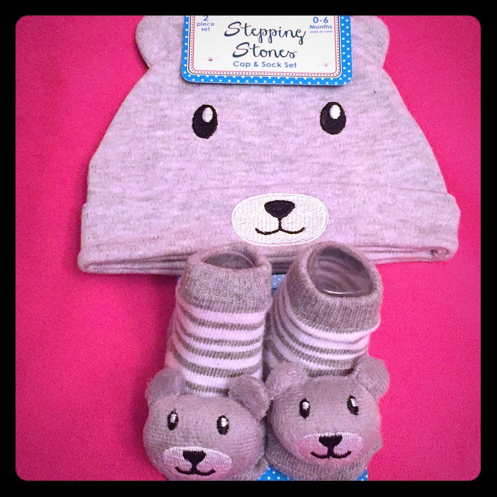 🐻Stepping Stones Teddy Bear Cap & Sock Set🐻